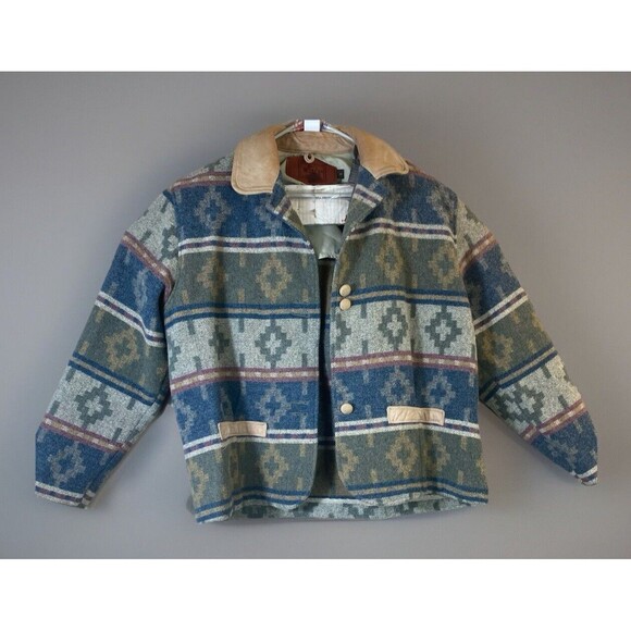 Vintage Woolrich Wool Jacket Chore Womens M Southwestern Print Aztec Tribal USA